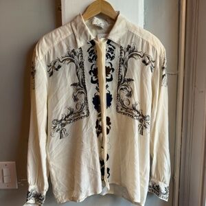 Escada Cream Paisley Prink Silk Top